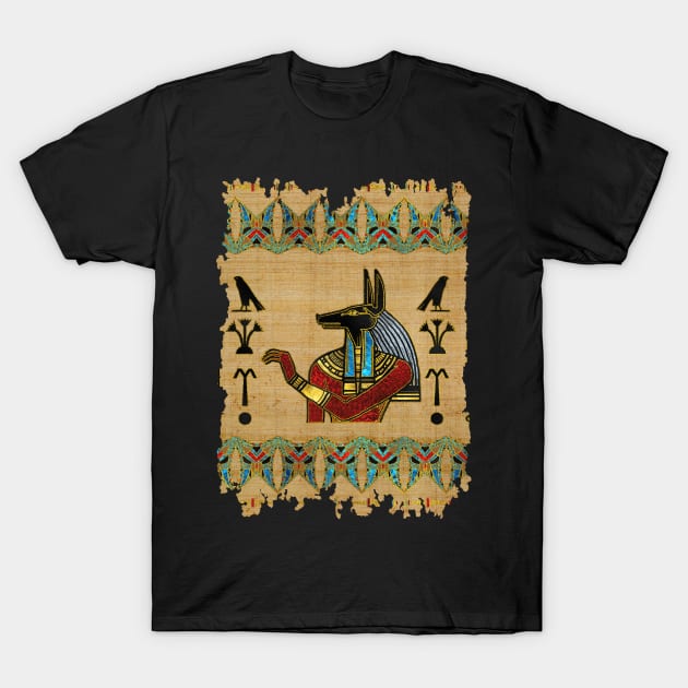 Egyptian Anubis Ornament on papyrus T-Shirt by Nartissima